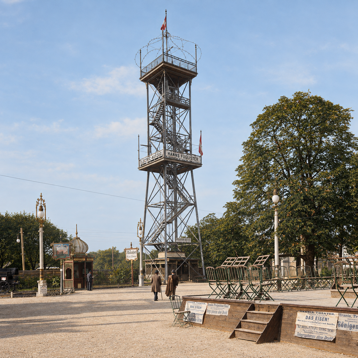 Kolorierte historische Aufnahme der Jubiläumswarte