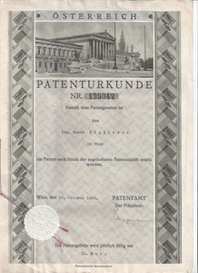 Patenturkunde Firma Fglister